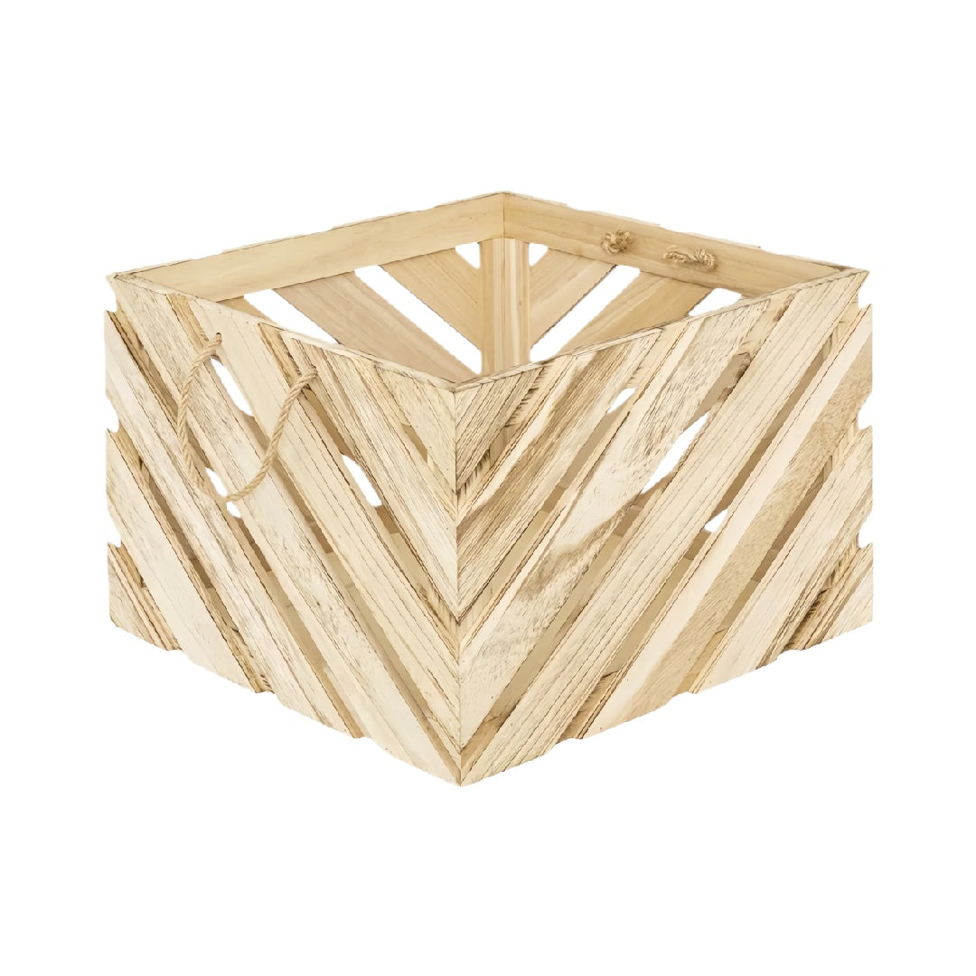 Wooden Decorative Storage Crate with Handles