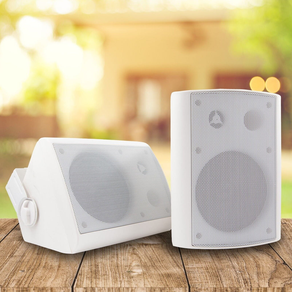 2x  5 1/4" 500W 2-Way Outdoor Indoor Speakers w/ Swivel - All Weather / White Bundle