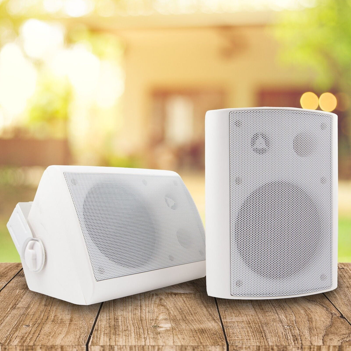 2x  5 1/4" 500W 2-Way Outdoor Indoor Speakers w/ Swivel - All Weather / White Bundle