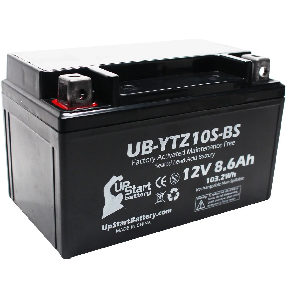 4-Pack UpStart Battery Replacement for 2010 Yamaha -R1 1000CC Factory Activated, Maintenance Free, Motorcycle Battery - 12V, 8.6Ah, -YTZ10S-