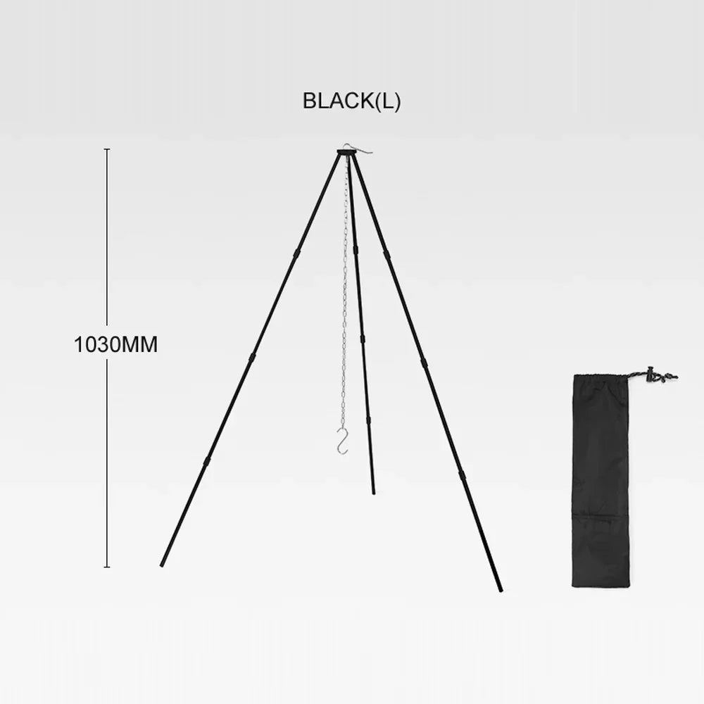 Arealer Detachable Campfire Tripod Bonfire Rack Portable Aluminum Alloy Hung Pot Stand Folding Bracket for Camping Picnic