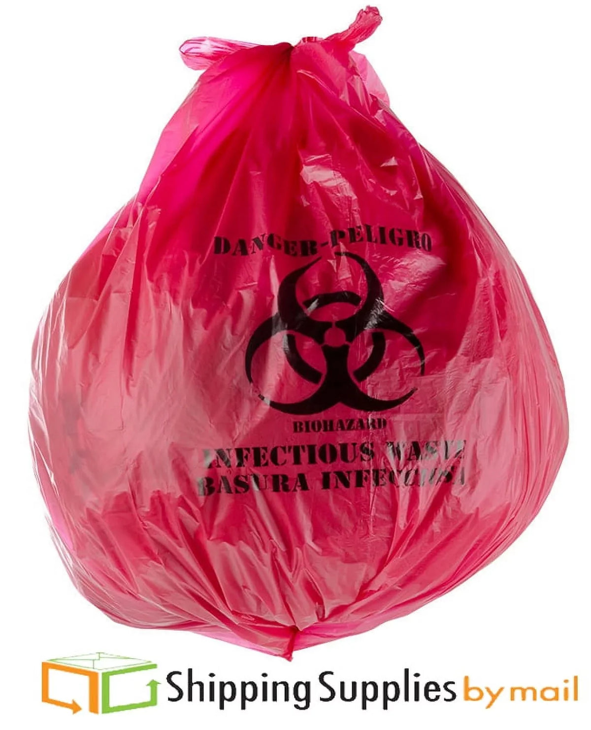 24"x24" Biohazard Infectious Waste Liners Bags, Red, 7-10 Gal, 1.5 Mil, 200 Pcs