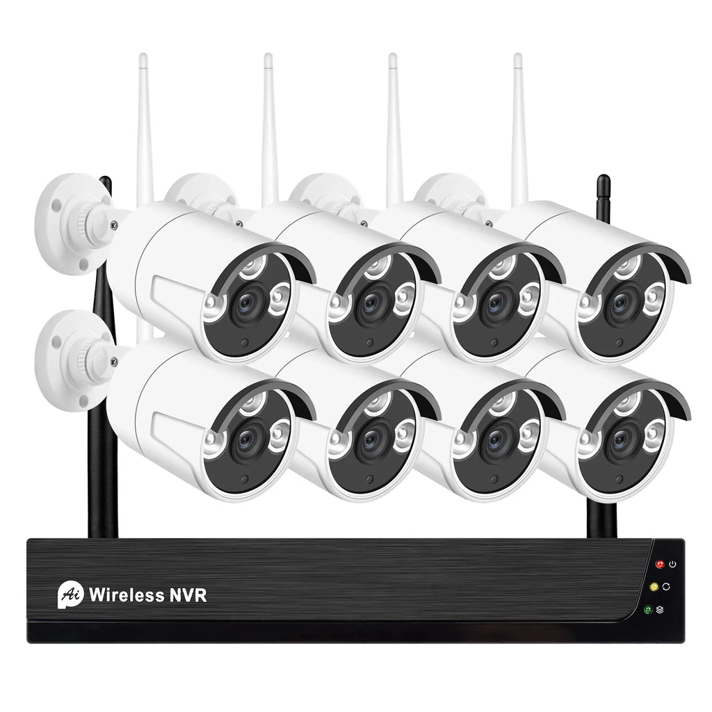 8CH 1080P Wireless Camera System, 8Channel 1080P   + 8PCS 1080P 2.0MP Indoor Outdoor  Cameras with Night Vision, Motion Alert, Tuya Smart App Remote Access, No Hard Drive