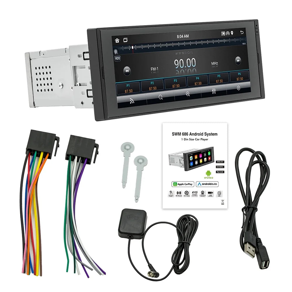 Apexeon Radio set,Wheel Rear Car Stereo Mirror Link Din Android 6.86 Inch Android 12 Car  Camera Android Auto Radio Mirror  Reverse Wheel Radio set Stereo Android 6.86 Nebublu Dazzduo