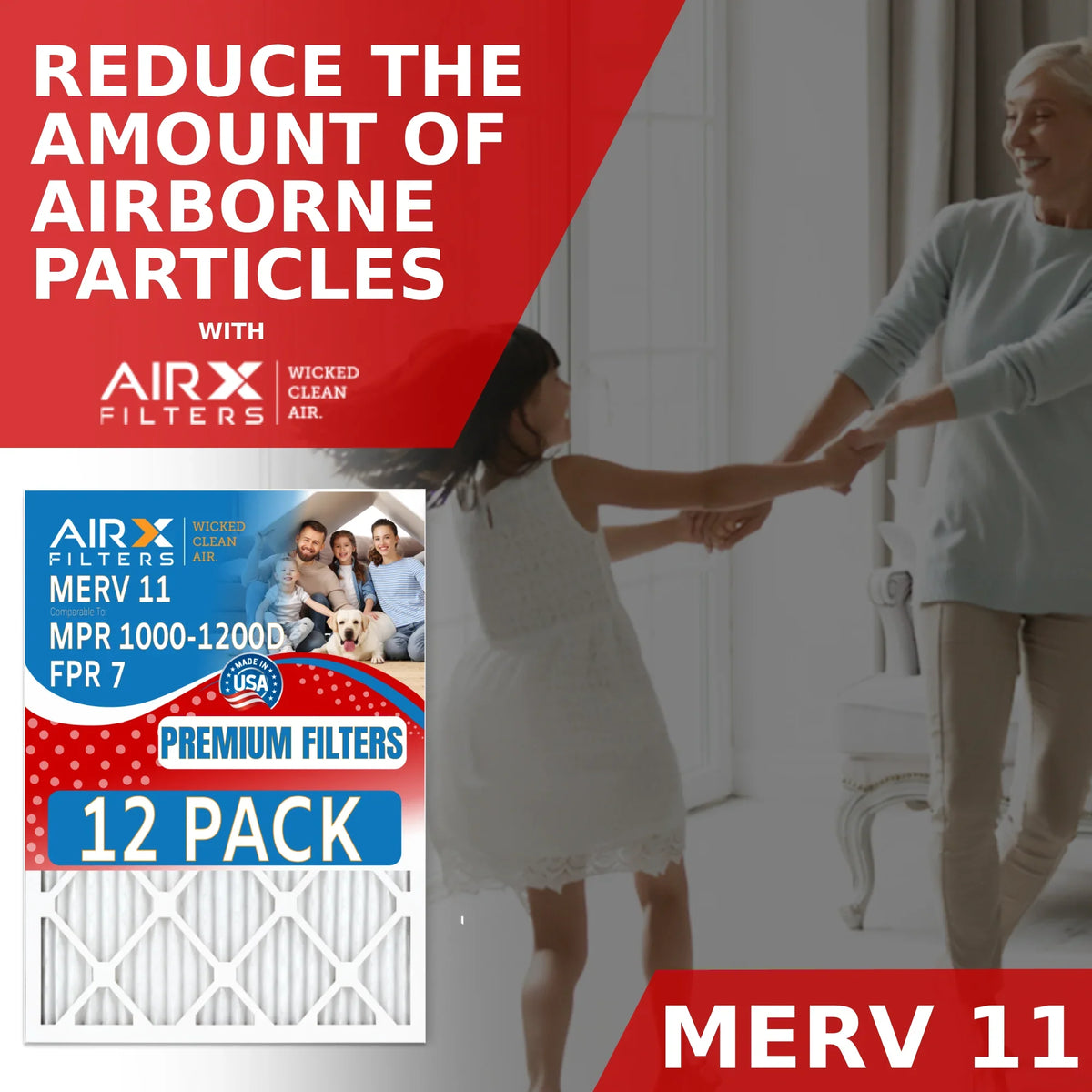 16x20x1 Air Filter  11 Rating, 12 Pack of Furnace Filters Comparable to  1000,  1200 &  7 - Made in  by     .