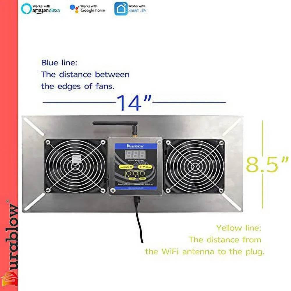 M2D- Air-Out WiFi Smart Home Remote Crawl Space Ventilator, Humidity, Radon Mitigation, Compatible with Alexa, Google Home