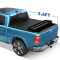 Ledkingdomus 5.6ft Soft Quad Fold Tonneau Cover Four Fold Truck Bed Covers for 2009-2023 Dodge Ram 1500
