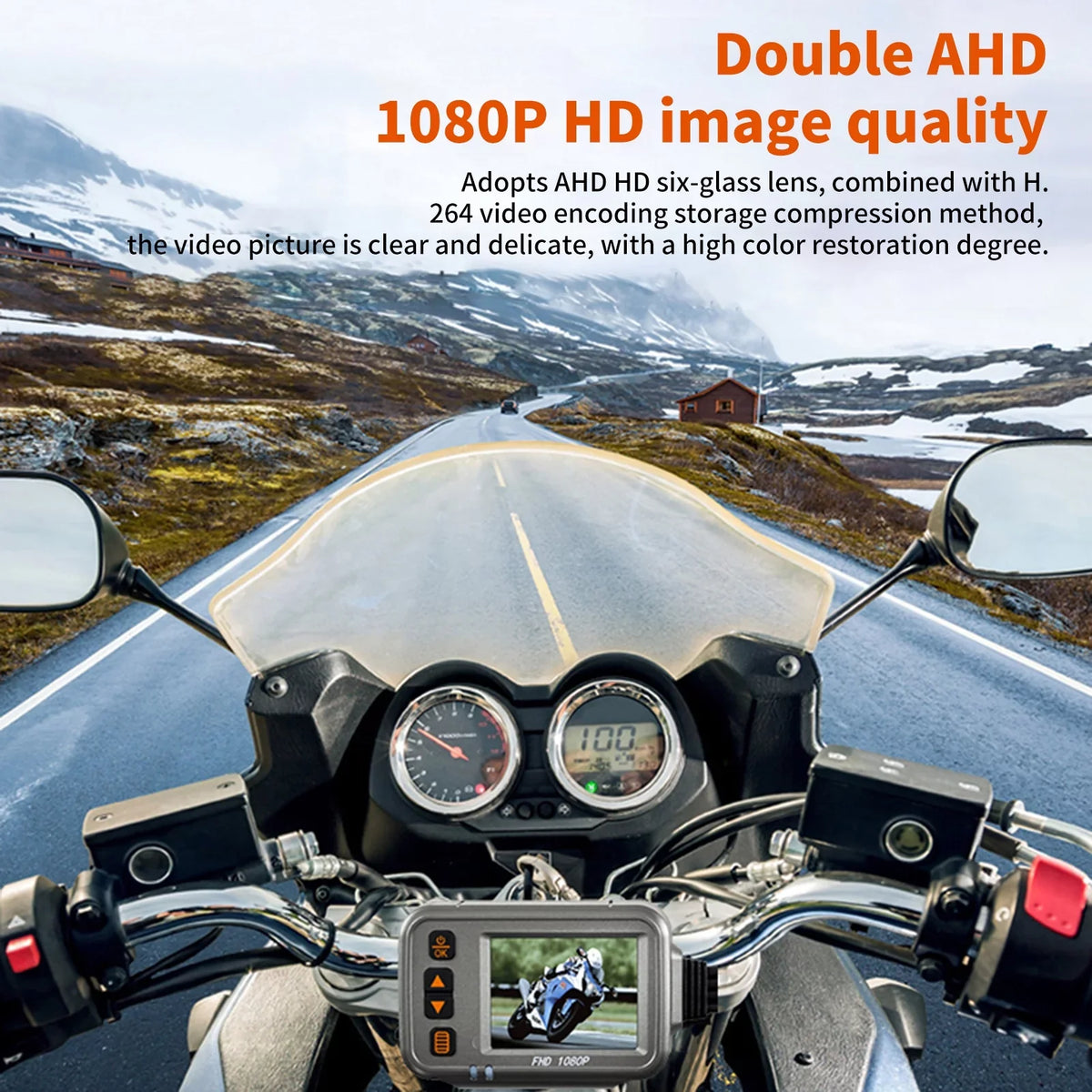 Andoer Motorcycle Camera, Full  1080p Dual Lens Dash Cam, Wide Angle, Timed Recording, Waterproof