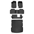 SA0568-B0568-C0568-D0568 All Weather Custom Fit Black 3 Row & Cargo Liner Behind the 2nd Row Floor Mat Liner Set for 2021-2023 Jeep Grand Cherokee L, Black