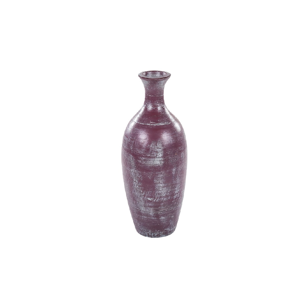 Rustic Distressed Purple Ceramic Vase - Vintage Style Long-Neck Decorative Flower Pot