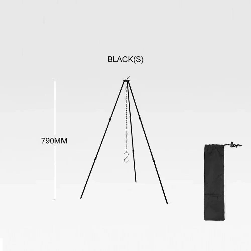 Arealer Detachable Campfire Tripod Bonfire Rack Portable Aluminum Alloy Hung Pot Stand Folding Bracket for Camping Picnic
