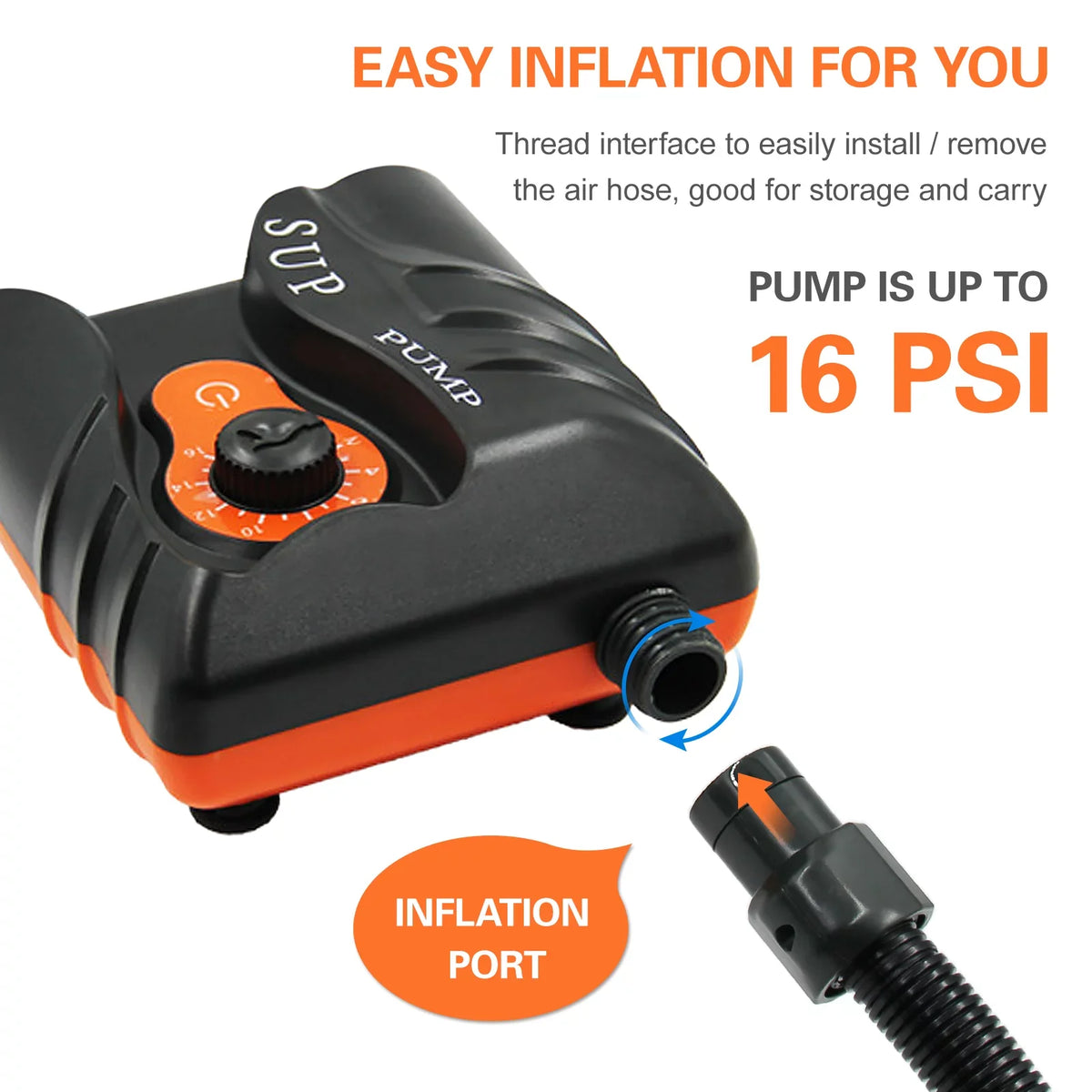 Anself Easy to Use 16  Electric Air Pump with 6 Nozzles for Inflatables and Boats,