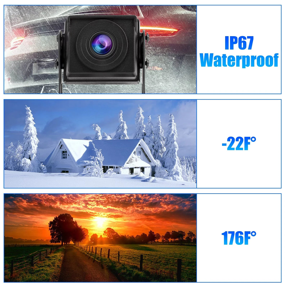 Backup Camera Monitor Kit,  1080P Rear View Monitor Reverse Camera Kit with Night Vision, Waterproof