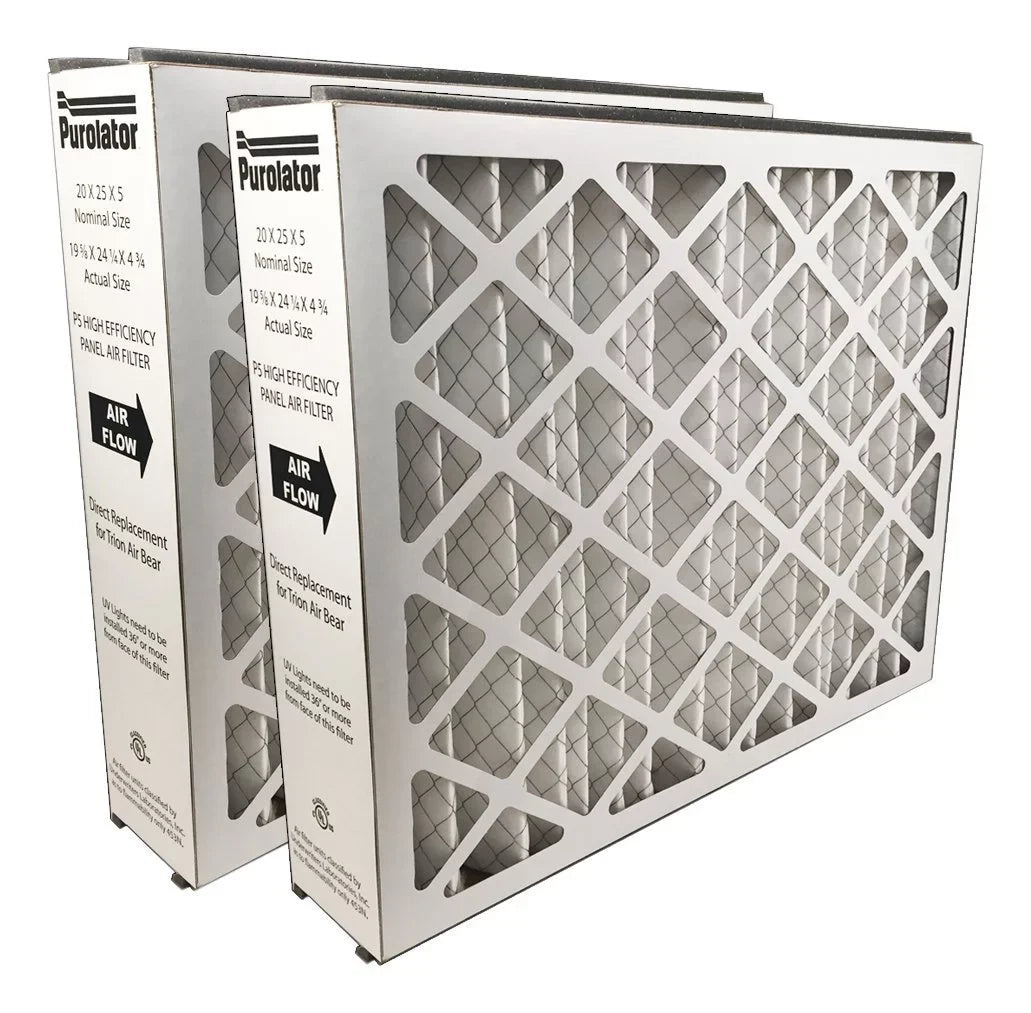 20X25X5 P5-Merv 13 Purolator High End Filter, Replacement for Trion Air Bear, Nominal Size 20" W x 25" H x 5" D, Actual Size 19-5/8”W x 24-1/4”H x 4-3/4”D (2-pack)