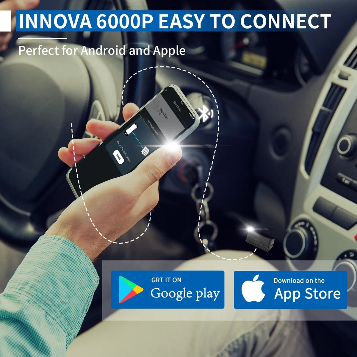 Innova 6000P Wireless Bluetooth Code Reader Car   Engine Diagnostic Scan Tool Auto Adapter OBD2 Scanner Scan Full System Code Scanner for Chevrolet  Buick Ford Chrysler Lincoln Dodge