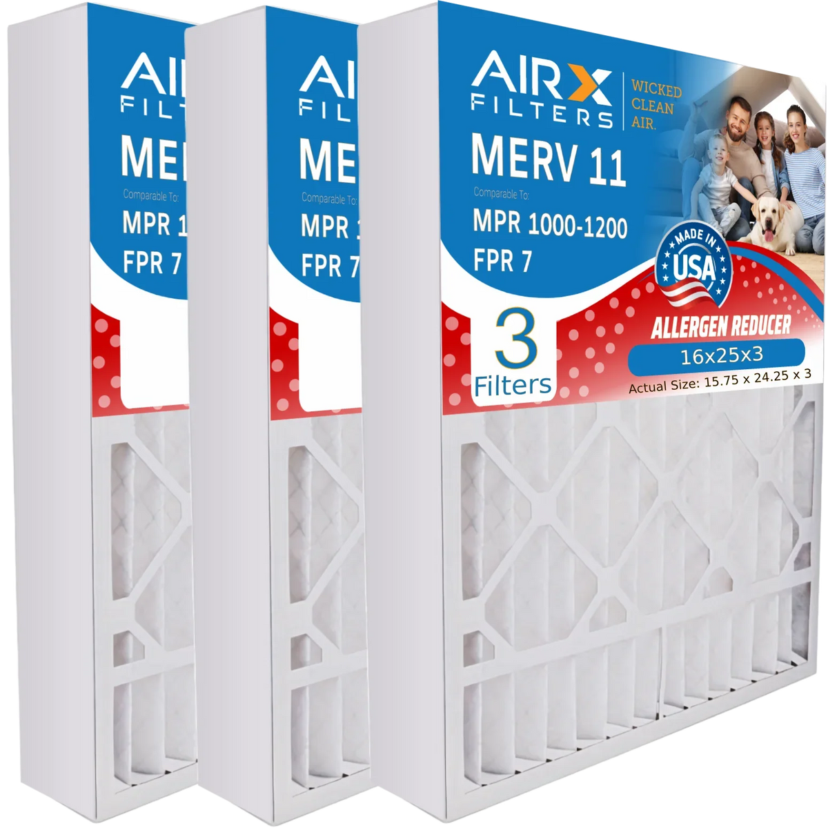 16x25x3 Air Filter  11 Comparable to  1000,  1200 &  7 Compatible with Lennox X0581 Air Filter 3 Pack16x25x3 by     .