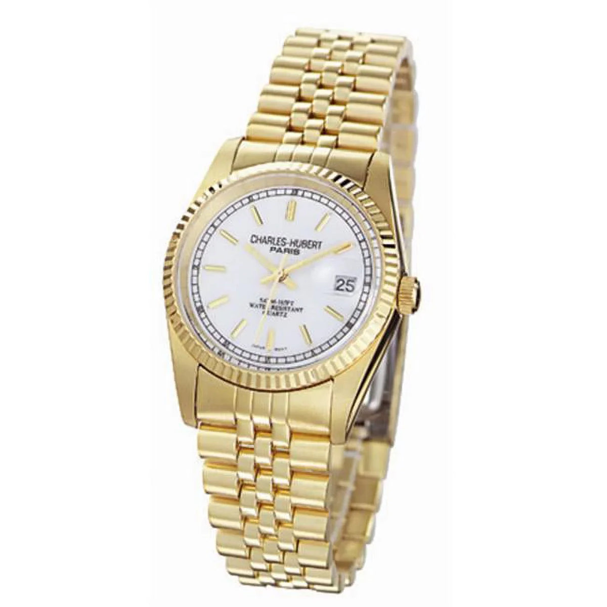 Charles-Hubert- Paris Mens Gold-Plated Stainless Steel Quartz Watch #3635-