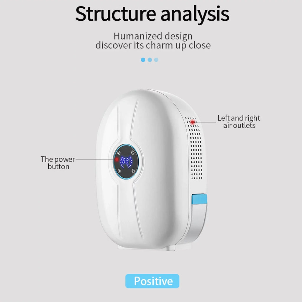 500ml Mini Dehumidifier Dryer Portable for Home Car Office  Display Quietly White W/ Remote