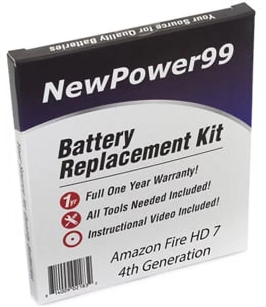 Amazon Fire  7" 4th Generation Battery Replacement Kit with Tools, Video Instructions, Extended Life Battery and Full One Year Warranty