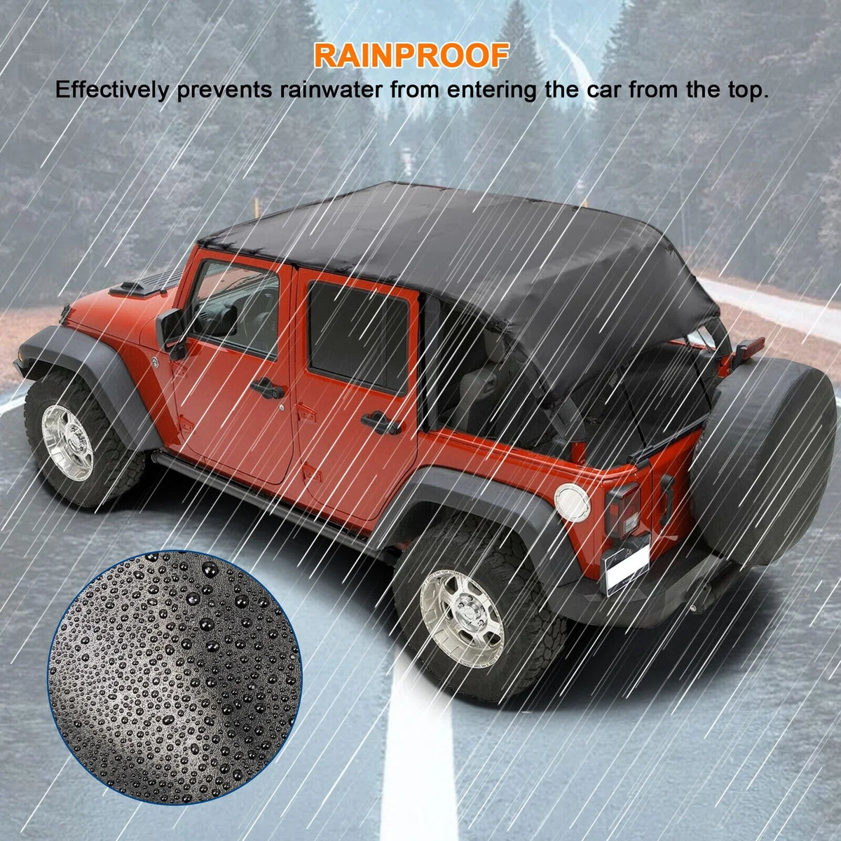 Soft Top Bikini Top Cover for Jeep Wrangler  2007-2017 2-Door Extended  Leather Anti- Top Roof Black