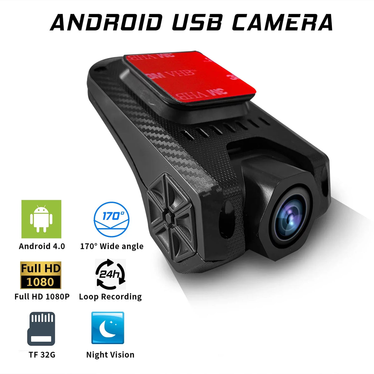 1080P  Dash Camera Car  Night Vision 170 Wide Angle Road Video Recorder Support  Loop Recording