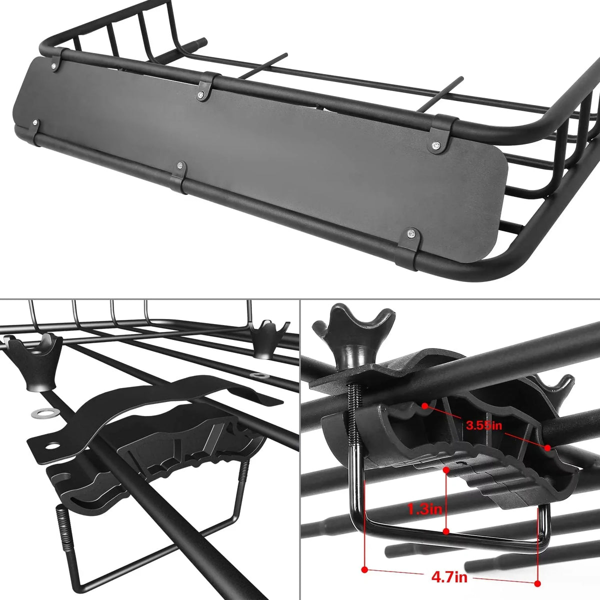 Thten 54" x 34" Heavy Duty Roof Rack, Rooftop Cargo Carrier Basket with Waterproof Bag, Tie Down Strap, Net, Rack Extension and Car Top Luggage Holder for , 150lb Capacity, Steel Construction