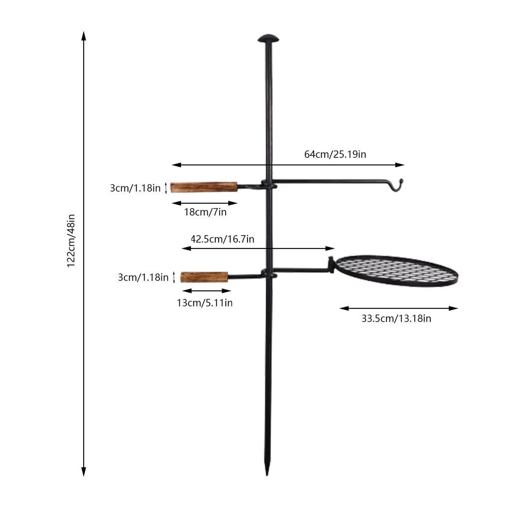 2 in1 Outdoor Fire Pit Grill Adjustable Swivel Campfire Grill Charcoal  Grill