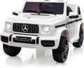 12V Kids Ride on Car, Licensed Mercedes Benz G63 Electric Car w/Remote Control, Music, Spring Suspension,  Light, Bluetooth, Horn, , Safety Lock Battery Powered Electric Vehicle, White