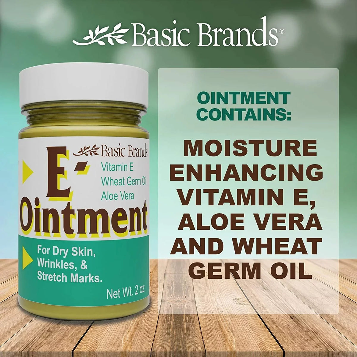 3 Pack Basic Organics for Dry Skin, Wrinkles, & Stretch Marks Wheat Germ Oil Aloe Vera E-Ointment  2 oz