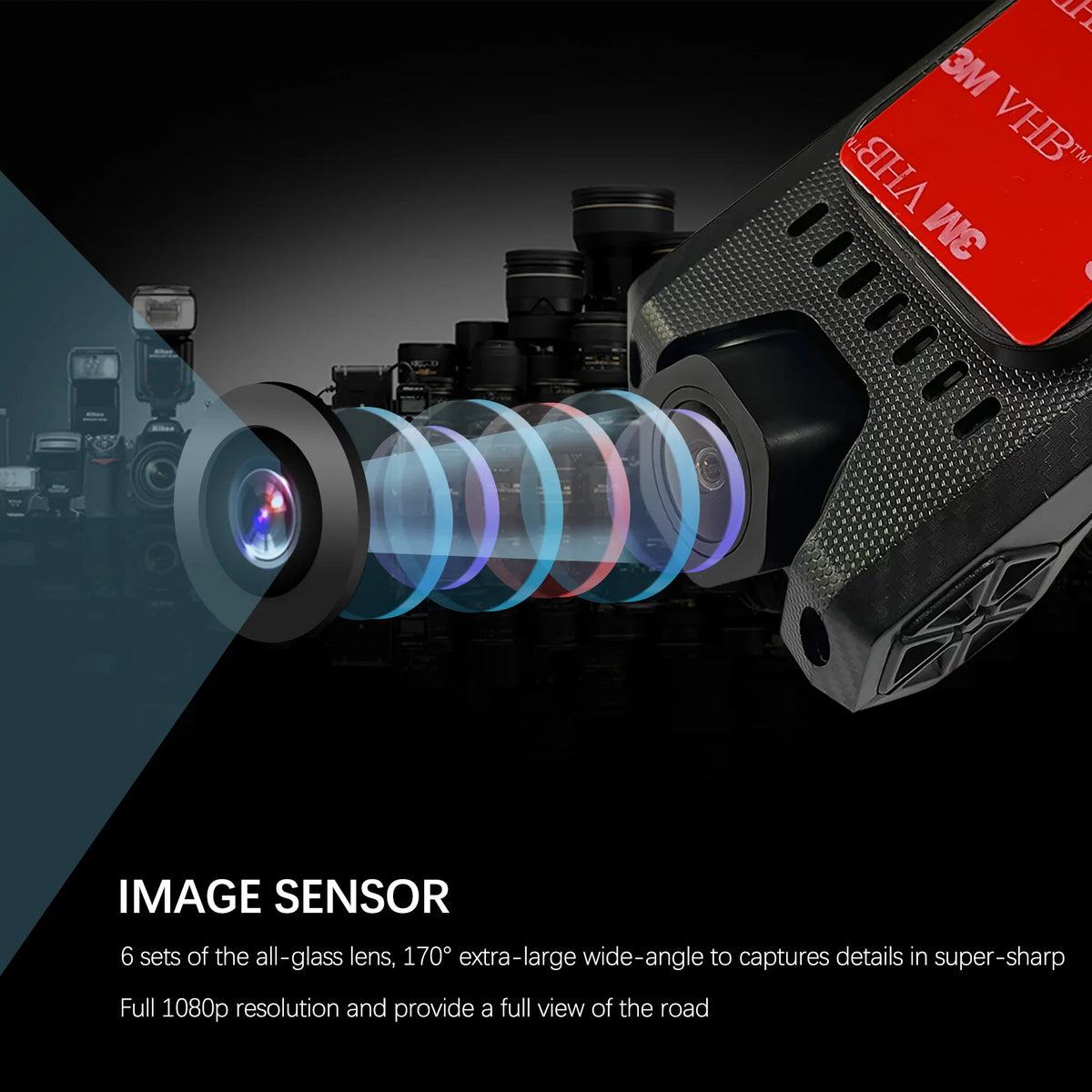 1080P  Dash Camera Car  Night Vision 170 Wide Angle Road Video Recorder Support  Loop Recording