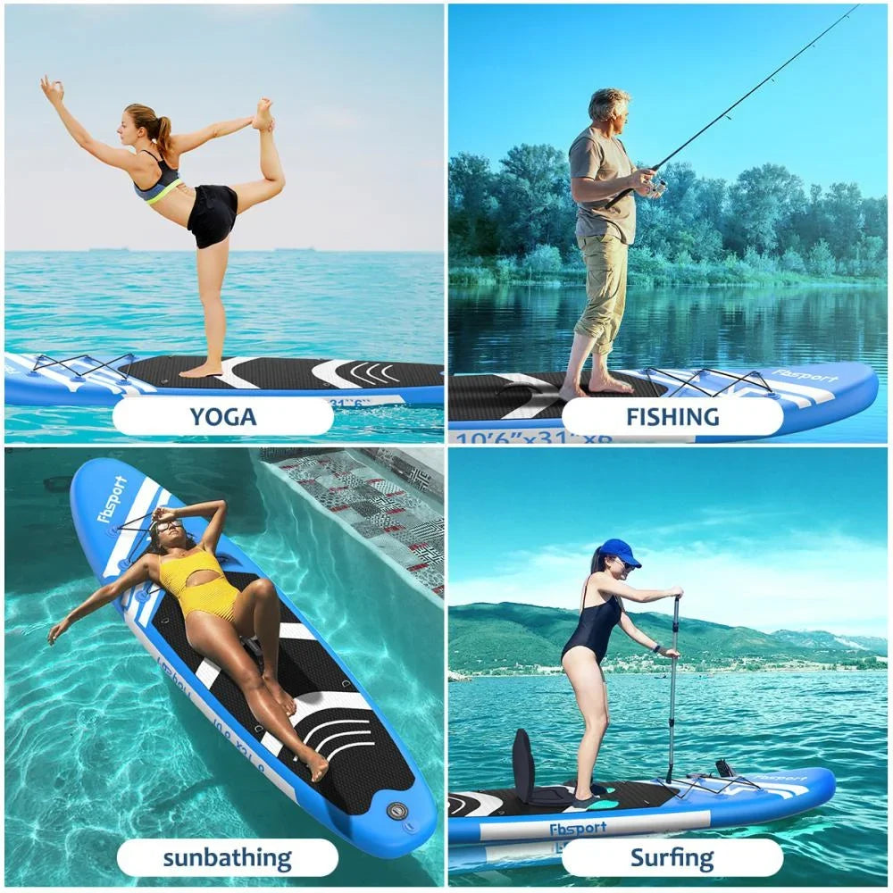 11 Ft  Thickening Inflatable Stand Up Paddle Board w/Complete Accessories & Carry Bag, Surf Control, Non-Slip Deck, Standing Boat Surfboard