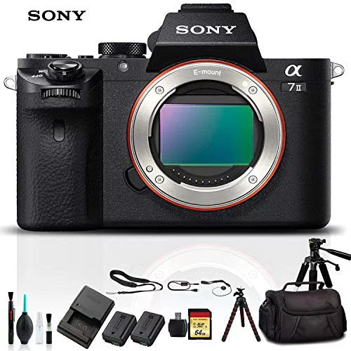 Sony Alpha a7  Mirrorless Camera ILCE7M2/B With Soft Bag, Tripod, Additional Battery, 64GB Memory Card, Card Reader , Plus Essential Accessories