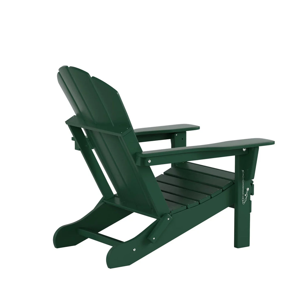 Classic Outdoor Patio Folding Poly Adirondack Chairs (Set of 4), Dark Green