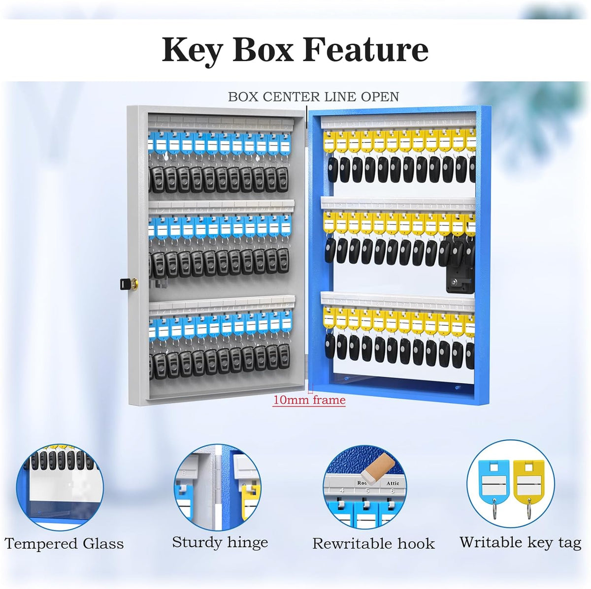 96 Key Lock Box Plus, Smart Key Cabinet Wall Mount,  Share Half-Remote Security Storage Lockbox,  Bluetooth/Fixed Code for Car Dealership，，