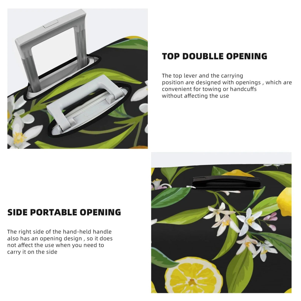 Adobk Lemon Fruits Flowers Leaves Luggage Protector Suitcase Cover, Stretch Suitcase Cover, Washable Luggage Covers For Suitcase For Women And Men, Travel Accessories-Small