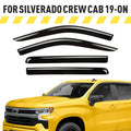 Tape-On Window Deflectors Extra Durable Window Visors Rain Guards Fit for Chevrolet (Chevy) Silverado 1500 2019-2024 Crew Cab, Sun Visors, Wind Vent Visors, Truck Accessories - 4pcs. AG0422