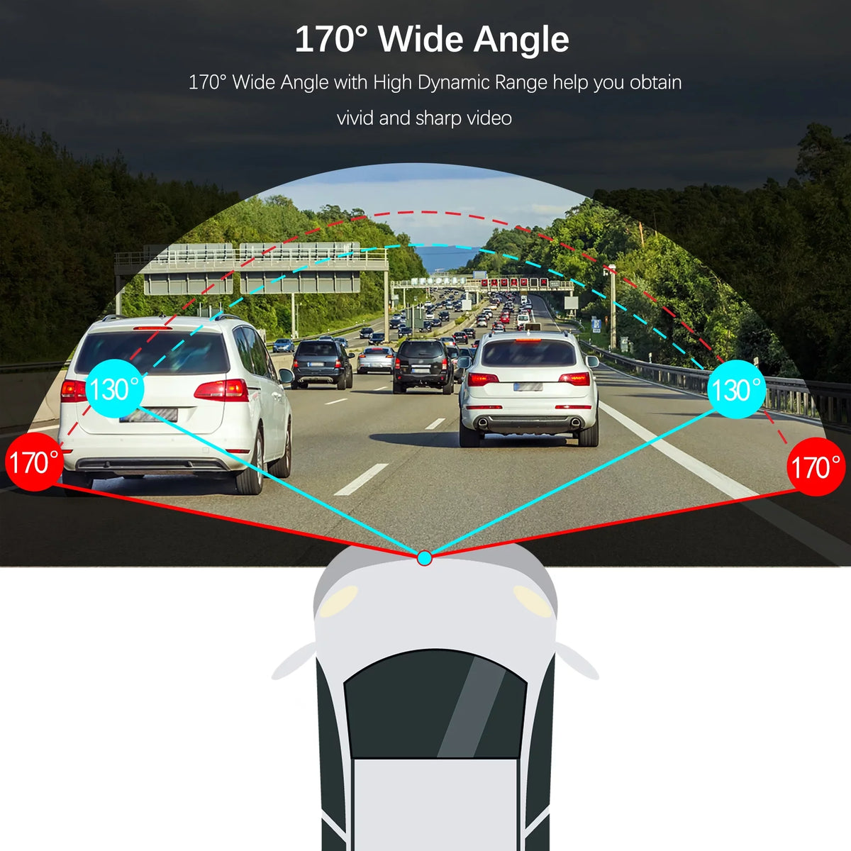 1080P  Dash Camera Car  Night Vision 170 Wide Angle Road Video Recorder Support  Loop Recording