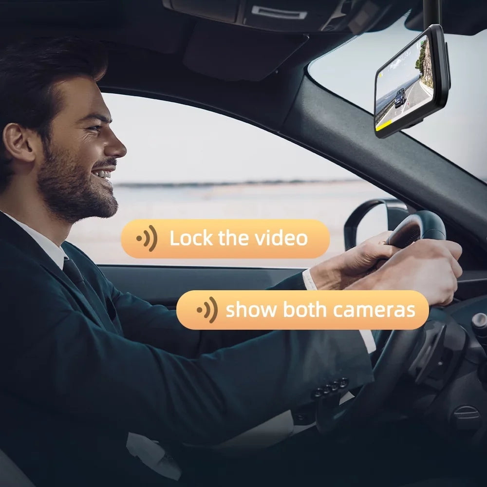 5MP 12" Mirror Dash Cam- Vantop H812  Front and Rear Mirror Dash Cam with Built-in  and Voice Control