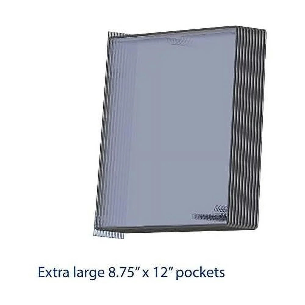 Djois Wall Mounted Reference And Display System, 10 Universal-Size Pockets, Double-Sided Viewing, Black Outer Frame, Professional  Series Model (TP920307)