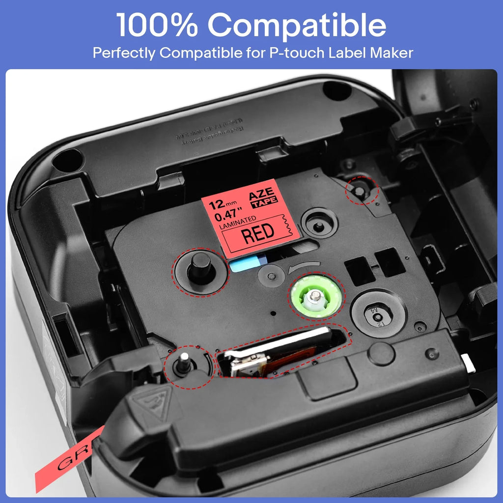 8PK Compatible for Brother P-touch Black on Red 12mm  TZe TZe-431 -431 TZe431 TZ431 Laminated Label Tape