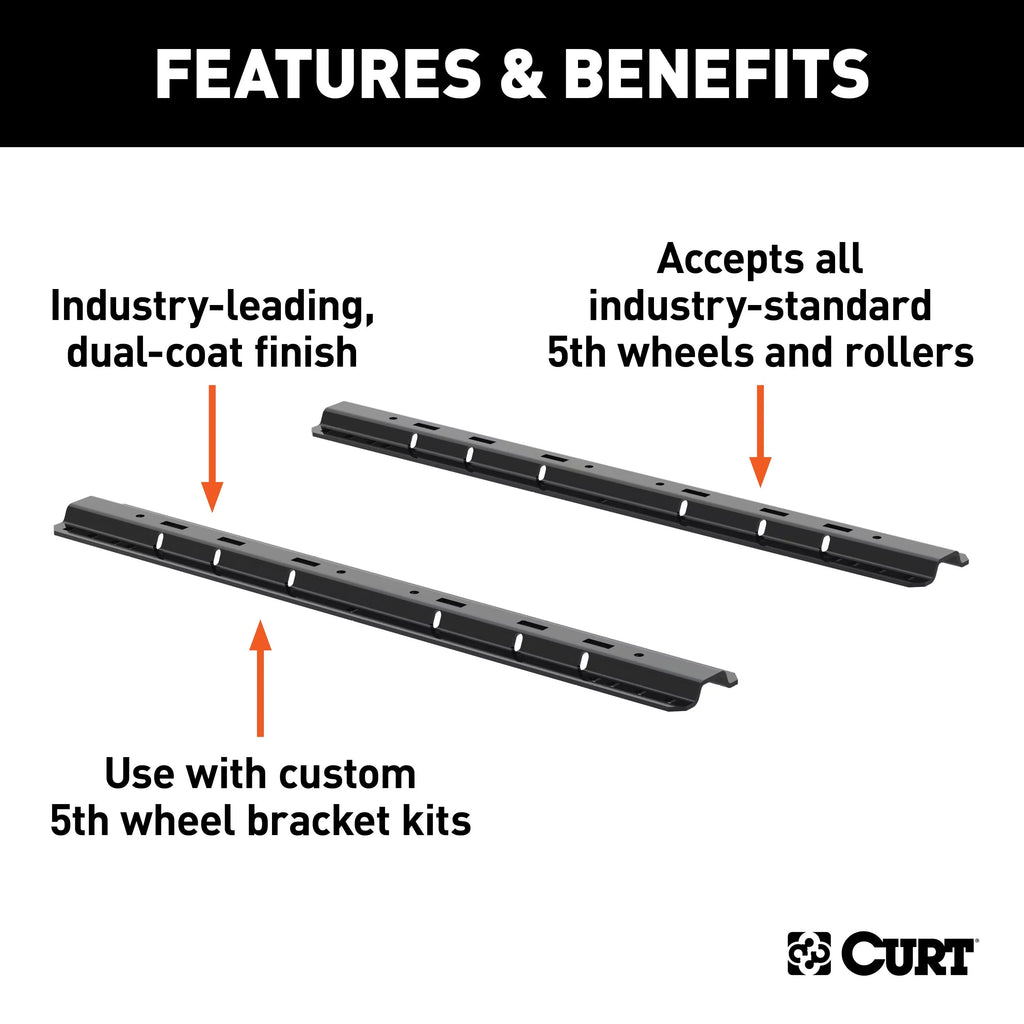 16200 Industry-Standard 5th Wheel Hitch Rails and Brackets, Carbide Black, 25,000 Pounds