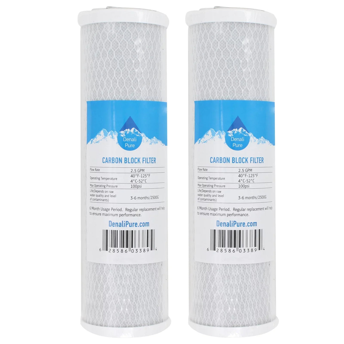 2-Pack Replacement for AquaFX Octo-50- Activated Carbon Block Filter - Universal 10 inch Filter for AquaFX Octopus / - Denali Pure Brand