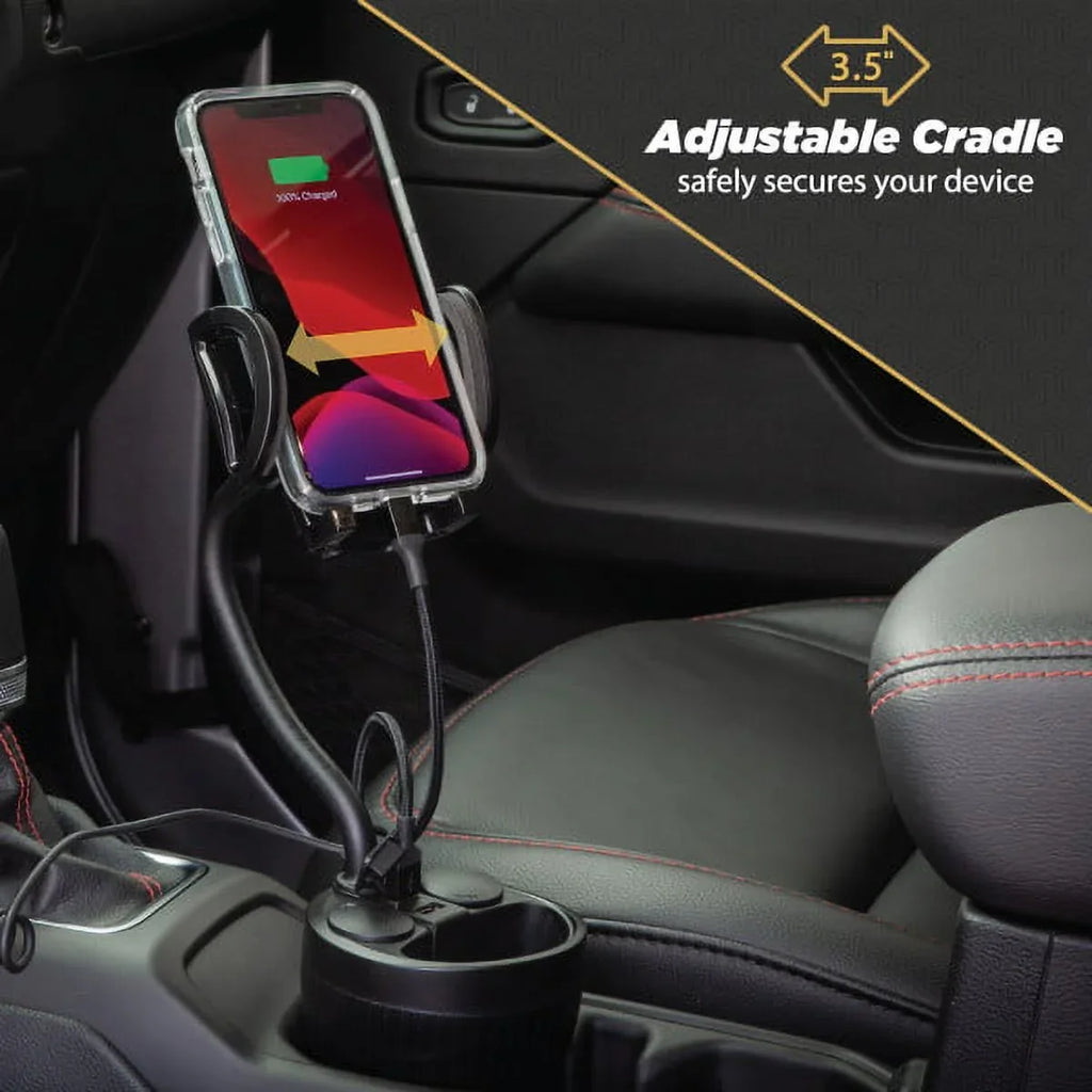Scosche UH2PCUP Powerhub 4” Adjustable Arm and Cup Holder Car Mount Black