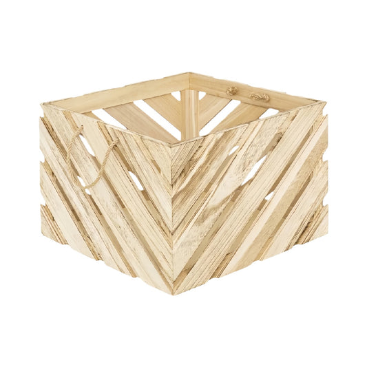 Wooden Decorative Storage Crate with Handles