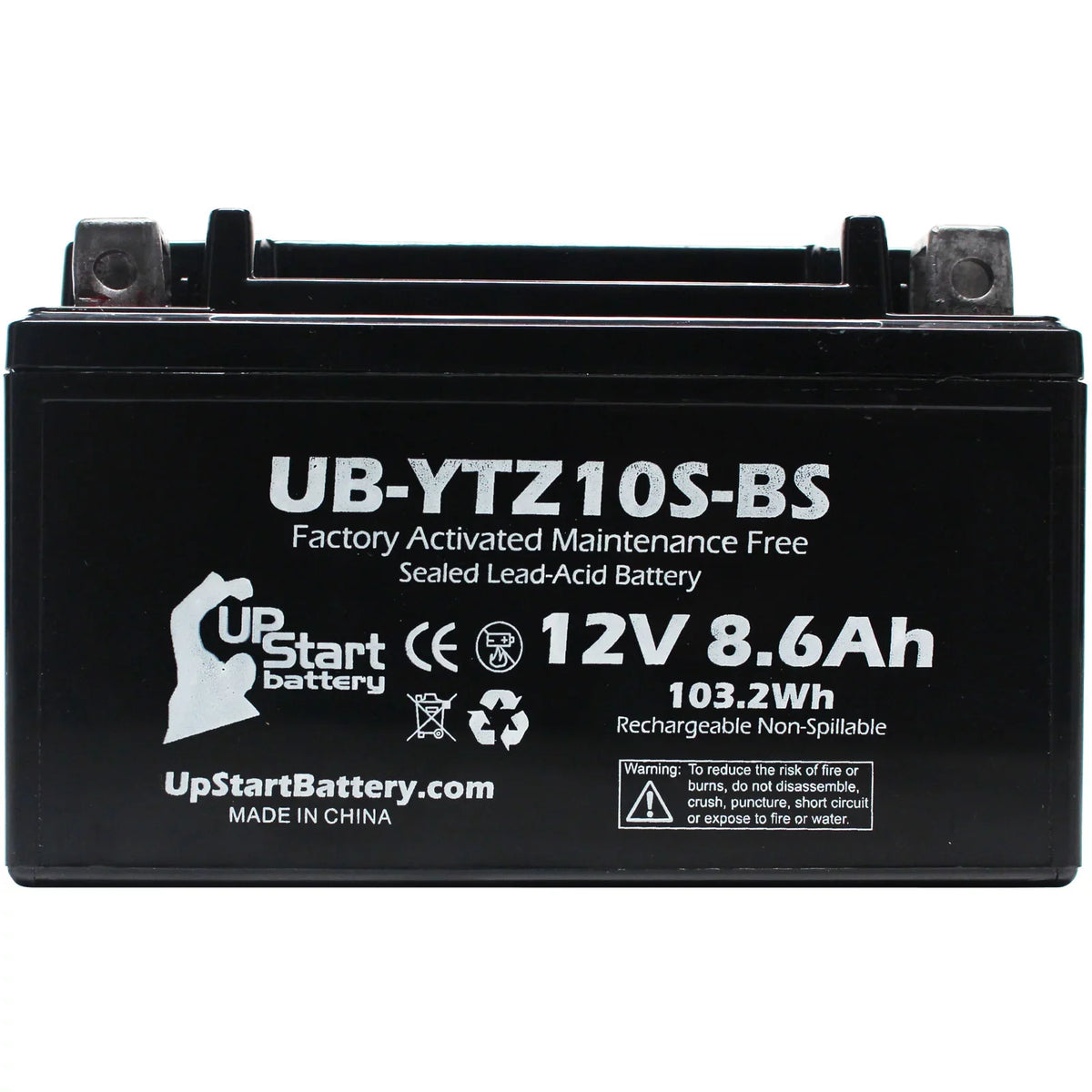 4-Pack UpStart Battery Replacement for 2010 Yamaha -R1 1000CC Factory Activated, Maintenance Free, Motorcycle Battery - 12V, 8.6Ah, -YTZ10S-