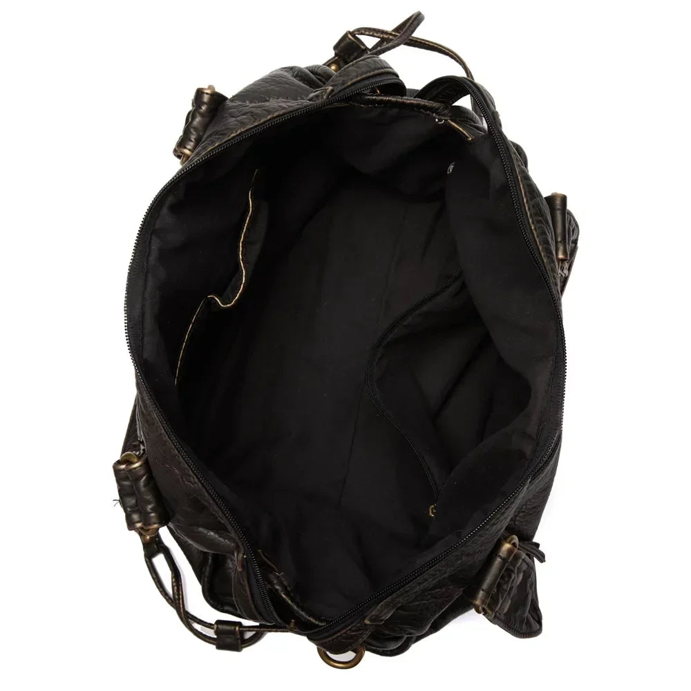 Large Capacity Women Handbag Vegan Leather Tote Bag Vintage Washed Leather Shoulder Bag Quality Bag for Women Office Bag Travel Bag