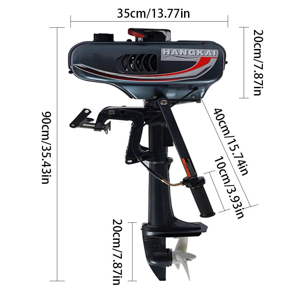 2-Stroke 3.5HP Outboard Motor Fishing Boat Petrol Engine  System 10 Km / H