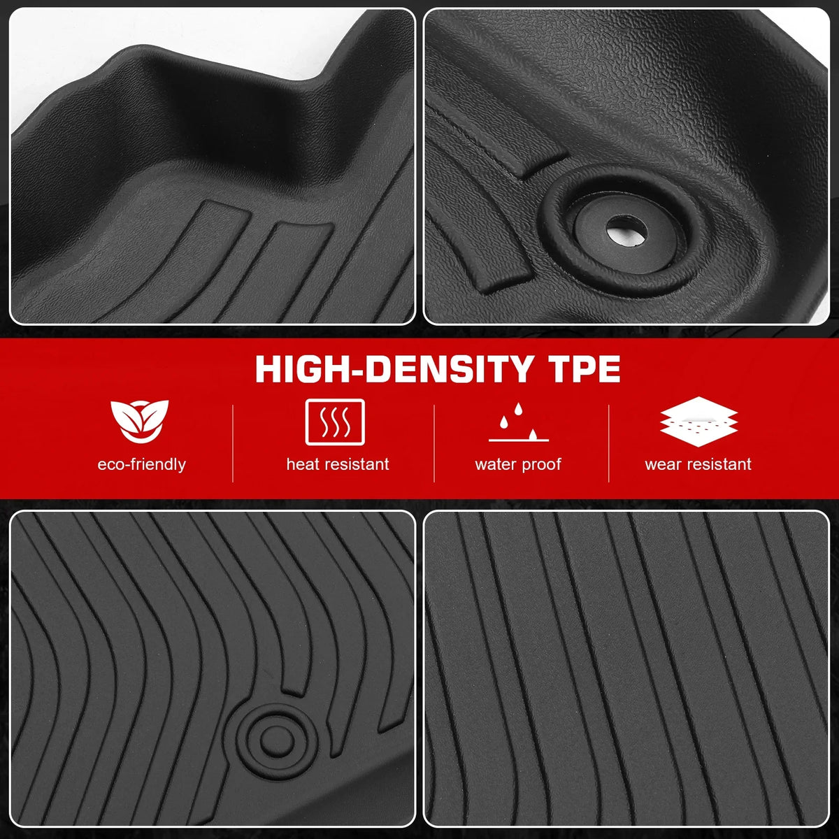 Ikon Motorsports 3D  Floor Mats + Trunk Mat Compatible with 2023-2024  X1 U11 Black All Weather Waterproof Anti-Slip Floor Liners Full Set Car Interior Accessories Rear Trunk Tray Cargo Mats 4PC