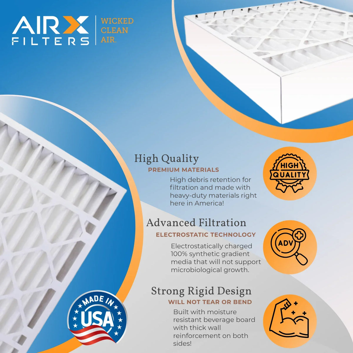 16x25x5 Air Filter  8 Comparable to  700 &  5 Compatible with ReservePro 4511 Premium  Made 16x25x5 Furnace Filter 2 Pack by     .