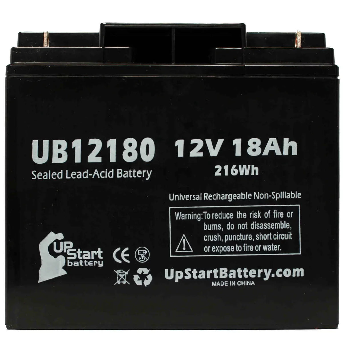 4x Pack - Compatible     GP12150F Battery - Replacement UB12180 Universal Sealed Lead Acid Battery (12V, 18Ah, 18000mAh, T4 Terminal, , )